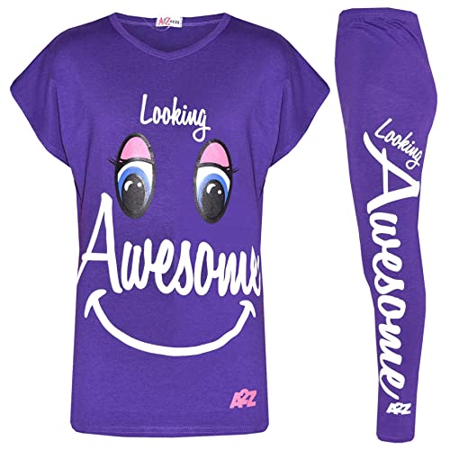 A2Z 4 Kids Mädchen Top Kinder Looking Awesome Drucken - Looking Awesome Set Purple 9-10. von A2Z 4 Kids
