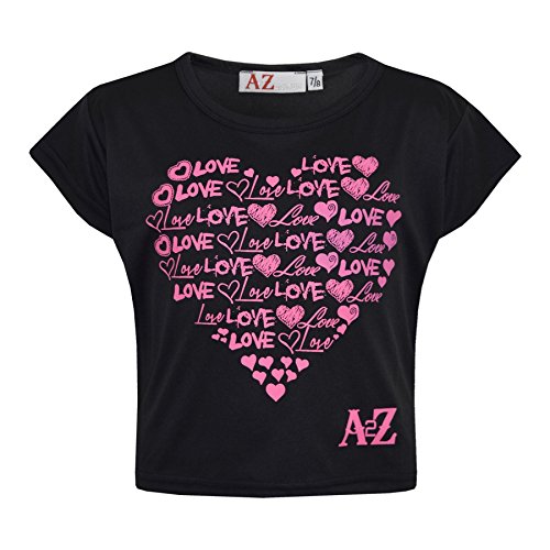 A2Z 4 Kids Mädchen Top Kinder Love Aufdruck T-Shirt Crop Top - New Crop Top Love Black 7-8.1 von A2Z 4 Kids