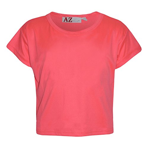 A2Z 4 Kids Mädchen Top Kids Schlicht - New Crop Top Plain Neon Pink 11-12 von A2Z 4 Kids