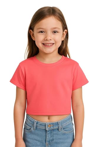 A2Z 4 Kids Mädchen Crop-Top Einfarbiges T-Shirt Weich Gefühl - New Crop Top Plain Neon Pink 11-12 von A2Z 4 Kids