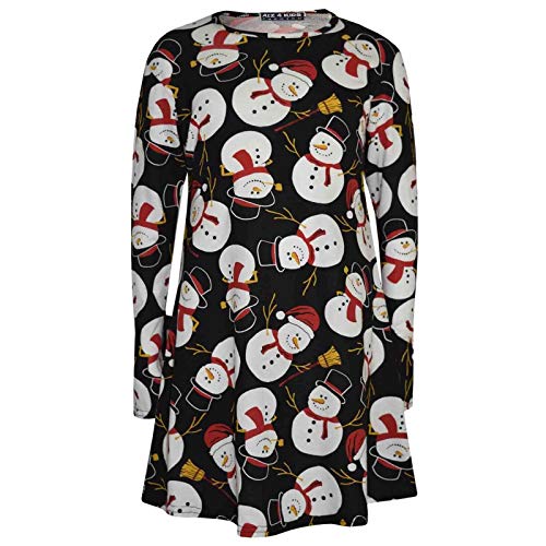 A2Z 4 Kids Mädchen Weihnachten Weihnachtsmann Schneemann Pinguin Druck Legging Und Kleid - Xmas Dress Snowman Black 11-12 von A2Z 4 Kids