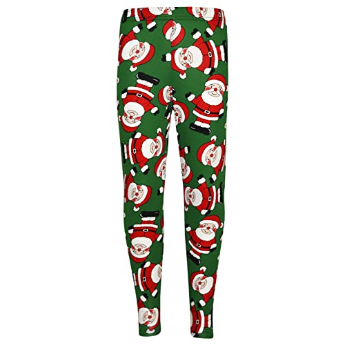 A2Z 4 Kids Mädchen Weihnachten Weihnachtsmann Schneemann Pinguin Druck Legging Und Kleid - Xmas Legging Santa Green 11-12 von A2Z 4 Kids