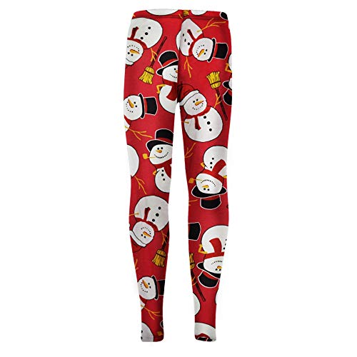 A2Z 4 Kids Mädchen Weihnachten Weihnachtsmann Schneemann Pinguin Druck Legging Und Kleid - Xmas Legging Snowman Red 7-8 von A2Z 4 Kids