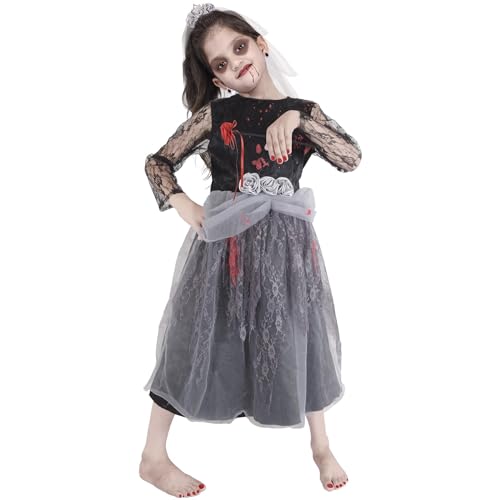 A2Z 4 Kids Mädchen Zombie Braut Halloween Schick Kleid - Zombie Bride Dress 643._12-14 von A2Z 4 Kids