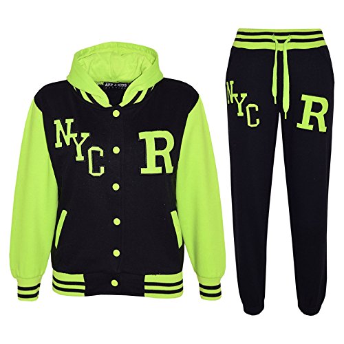 A2Z 4 Kids Mädchen baseball anzug t.s baseball nyc n. 5 6 5-6 jahre nyc schwarz neongrün von A2Z 4 Kids
