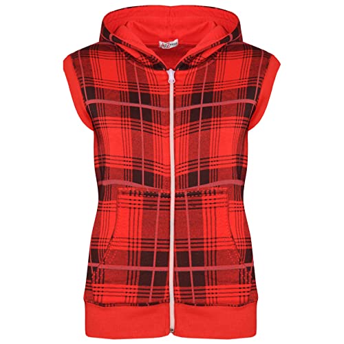 A2Z 4 Kids Mit Kapuze Gilet Jacke Stoff - Gilet Tartan Red 7-8 von A2Z 4 Kids