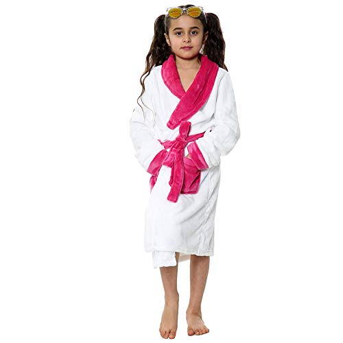 A2Z 4 Kids Morgenmantel Super Weich Flanell Vlies Flauschige Bademantel Für Mädchen und Jungen - Bathrobe 122 White 9-10 von A2Z 4 Kids