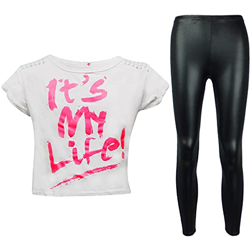 A2Z 4 Kids Neu Kinder Mädchen It's My Life ! Crop Top & Legging - It's My Life Crop & Legging White 7-8 von A2Z 4 Kids