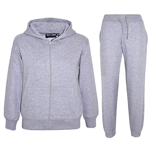 A2Z 4 Kids Plain Tracksuit Hoodie Mit Jogger Jogging Anzug Jogginghose - Plain Tracksuit Grey 9-10.1 von A2Z 4 Kids