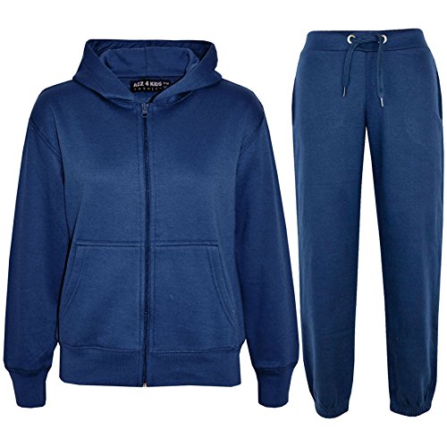 A2Z 4 Kids Plain Tracksuit Hoodie Mit Jogger Jogging Anzug Jogginghose - Plain Tracksuit Navy 9-10 von A2Z 4 Kids