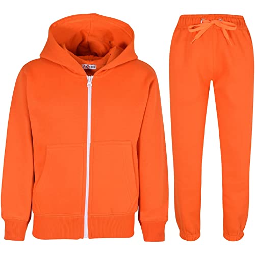 A2Z 4 Kids Plain Tracksuit Hoodie Mit Jogger Jogging Anzug Jogginghose - Plain Tracksuit Orange 11-12 von A2Z 4 Kids