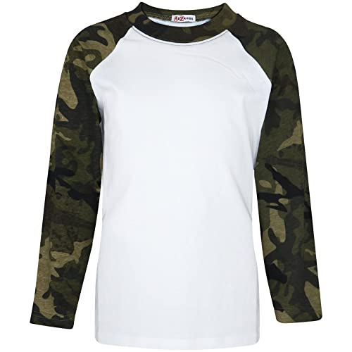 A2Z 4 Kids Raglan Stil T Shirt Farbe Kontrast Spitze Super - T Shirt PL425 Camo Green 11-12 von A2Z 4 Kids