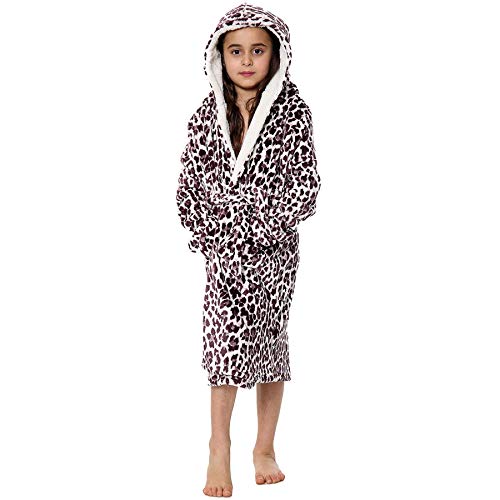 A2Z 4 Kids Sanft Leopard Druck Bademantel Dressing Kleid Nachtwäsche Vlies Vermummt Strand, Baden - Bathrobe 125 Brown Leopard 9-10 von A2Z 4 Kids
