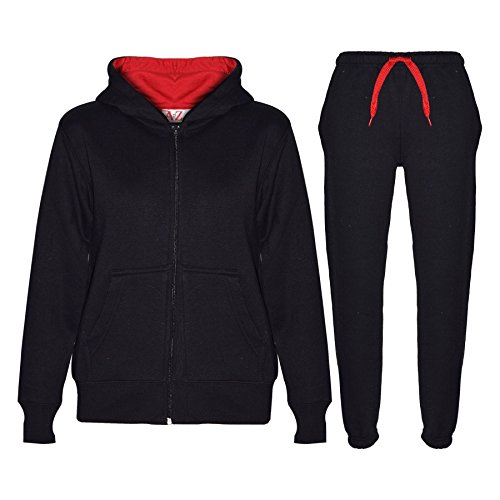 A2Z 4 Kids Kinder Trainingsanzug Mädchen Jungen Vlies - T.S Contrast Trim Black Red 13 von A2Z 4 Kids