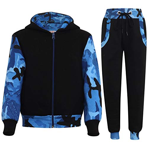 A2Z 4 Kids Trainingsanzug Mädchen Jungen Camo Blau Plain & Camouflage Aufdruck - T.S Plain 101 Camo Blue.3-4 von A2Z 4 Kids