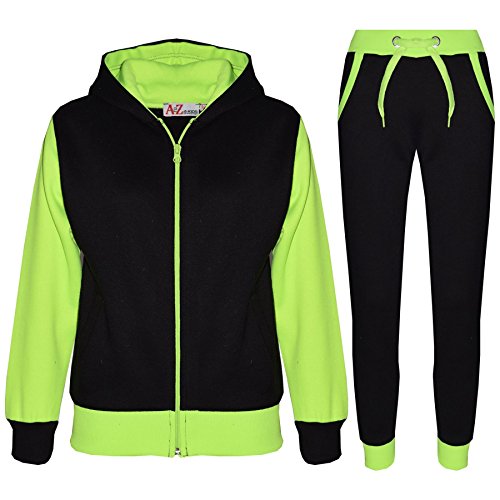 A2Z 4 Kids Trainingsanzug Mädchen Jungen Neon Grün Plain & Camouflage Aufdruck - T.S Plain 101 Neon Green._11-12 von A2Z 4 Kids