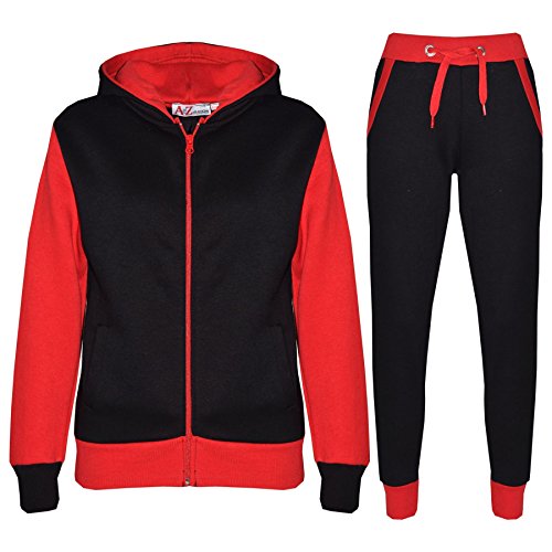 A2Z 4 Kids Trainingsanzug Mädchen Jungen Rot Plain & Camouflage Aufdruck - T.S Plain 101 Red._11-12 von A2Z 4 Kids