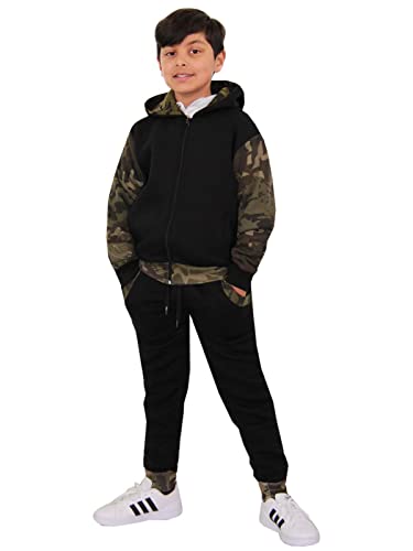 A2Z 4 Kids Trainingsanzug Mädchen Jungen Unisex Plain & Camouflage Aufdruck - T.S Plain 101 Camo Green 11-12 von A2Z 4 Kids