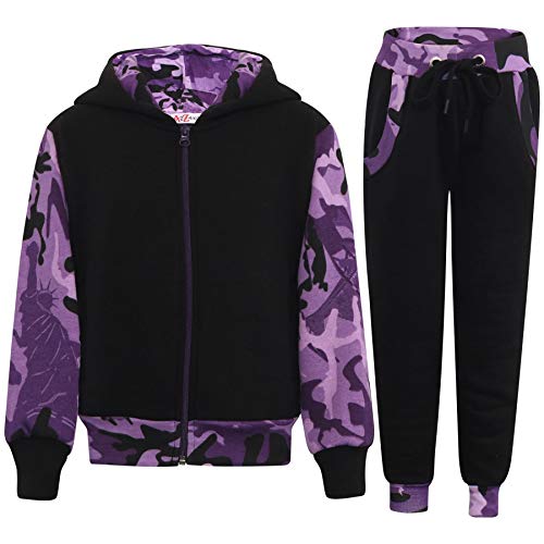 A2Z 4 Kids Trainingsanzug Mädchen Jungen Unisex Plain & Camouflage Aufdruck - T.S Plain 101 Camo Purple 13 von A2Z 4 Kids