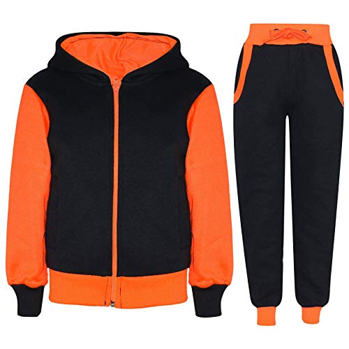 A2Z 4 Kids Trainingsanzug Mädchen Jungen Unisex Plain & Camouflage Aufdruck - T.S Plain 101 Neon Orange 11-12 von A2Z 4 Kids