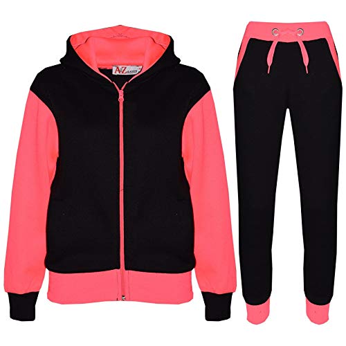 A2Z 4 Kids Trainingsanzug Mädchen Jungen Unisex Plain & Camouflage Aufdruck - T.S Plain 101 Neon Pink 11-12 von A2Z 4 Kids