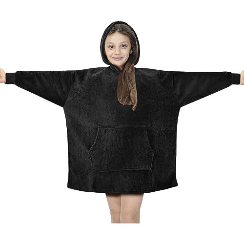 A2Z 4 Kids Ultra Weich Übergroß Hoodie Kuscheln Mit Vlies Auskleidung Stilvoll Mit Kapuze - Snuggle 958 Black Kids 7-10 von A2Z 4 Kids