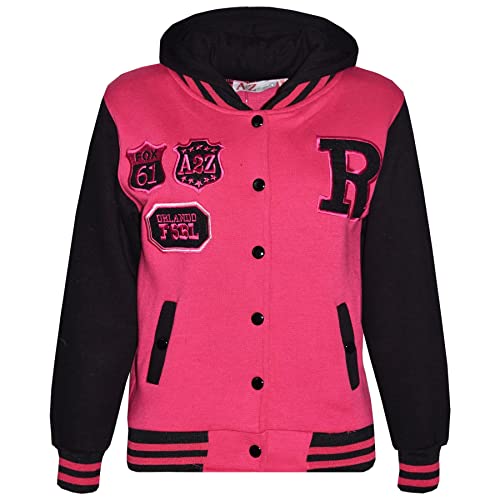 A2Z 4 Kids Unisex B.B Mit Kapuze R Mode Fox Uni-Jacke Baseball Stil - B.B Jacket Cerise & Black 5-6 von A2Z 4 Kids