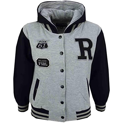 A2Z 4 Kids Unisex B.B Mit Kapuze R Mode Fox Uni-Jacke Baseball Stil - B.B Jacket Grey & Black 5-6 von A2Z 4 Kids