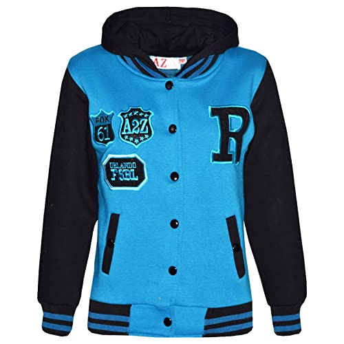 A2Z 4 Kids Unisex B.B Mit Kapuze R Mode Fox Uni-Jacke Baseball Stil - B.B Jacket Turquoise & Black 5-6 von A2Z 4 Kids