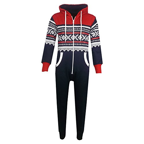 A2Z 4 Kids Unisex Kinder Aztec Snowflake Aufdruck - Onesie Aztec Navy & Red 11-12 Years von A2Z 4 Kids