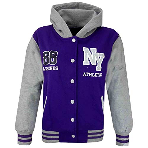A2Z 4 Kids Unisex Kinder Mädchen Jungen Baseball Bequem NY ATHLETIC - NY Jacket Purple 13 von A2Z 4 Kids