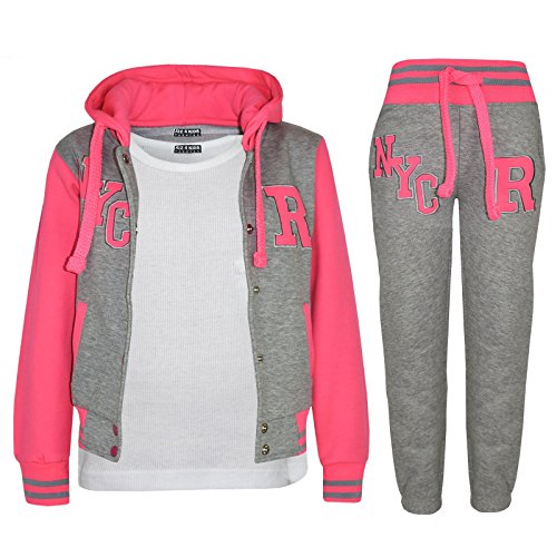 A2Z 4 Kids Unisex Mädchen Jungen Baseball Trainingsanzug R Mode Fuchs - T.S Baseball NYC Grey & Neon Pink 9-10 von A2Z 4 Kids