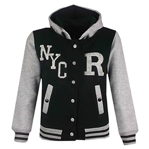 A2Z 4 Kids Unisex Mädchen Jungen Mode Mit Kapuze Kapuzenpullover Varsity - B.B Jacket Black NYC 11-12 von A2Z 4 Kids