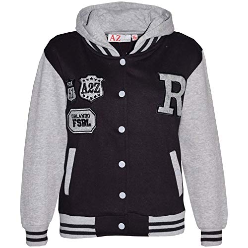 A2Z 4 Kids Unisex Mädchen Jungen Mode Mit Kapuze Kapuzenpullover Varsity - B.B Jacket Fox Black 3-4 von A2Z 4 Kids