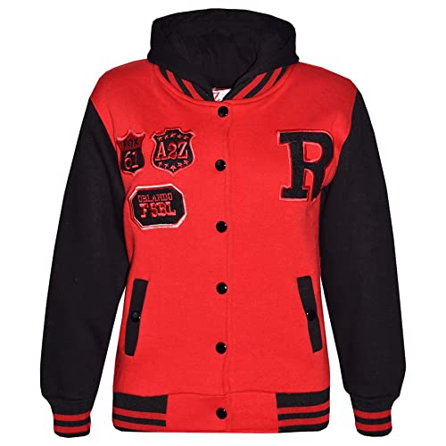 A2Z 4 Kids Unisex Mädchen Jungen Mode Mit Kapuze Kapuzenpullover Varsity - B.B Jacket Fox Red & Black 9-10 von A2Z 4 Kids