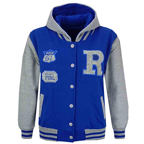 A2Z 4 Kids Unisex Mädchen Jungen Mode Mit Kapuze Kapuzenpullover Varsity - B.B Jacket Fox Royals & Grey 9-10 von A2Z 4 Kids