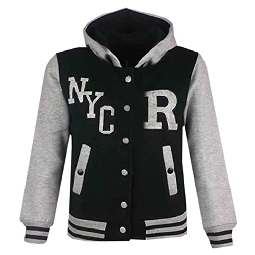 A2Z 4 Kids Unisex Mädchen Jungen Mode Mit Kapuze Kapuzenpullover Varsity - B.B Jacket NYC Black 2 Years von A2Z 4 Kids