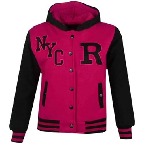 A2Z 4 Kids Unisex Mädchen Jungen Mode Mit Kapuze Kapuzenpullover Varsity - B.B Jacket NYC Cerise 5-6 von A2Z 4 Kids