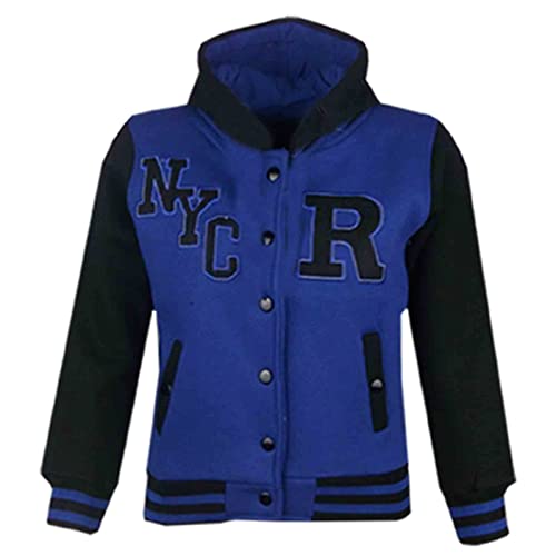 A2Z 4 Kids Unisex Mädchen Jungen Mode Mit Kapuze Kapuzenpullover Varsity - B.B Jacket NYC Royal & Black 5-6 von A2Z 4 Kids