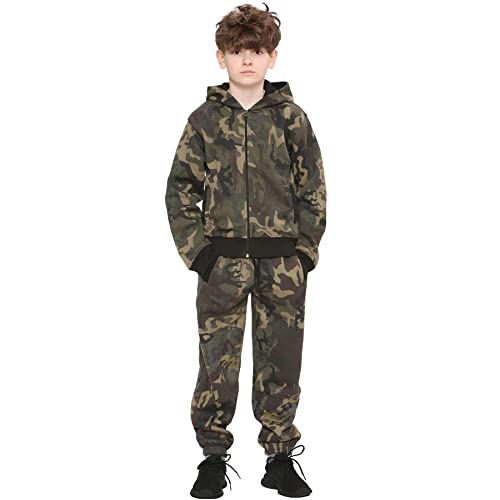 A2Z 4 Kids Unisex Plain Trainingsanzug Kapuzenpullover Mit Jogger - T.S Plain Camo Green 7-8 von A2Z 4 Kids