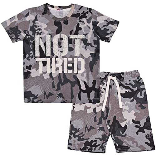 A2Z 4 Kids Unisex Pyjama Kinder Camo Grau Pyjamas 2 Stück Kurz Satz Lounge Anzug - PJS 171 Not Tired Camo Grey._11-12 von A2Z 4 Kids