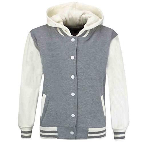 A2Z 4 Kids Unisex Zwei Taschen Kapuzenpullover - B.B Plain Hooded Jacket Grey 11-12 von A2Z 4 Kids