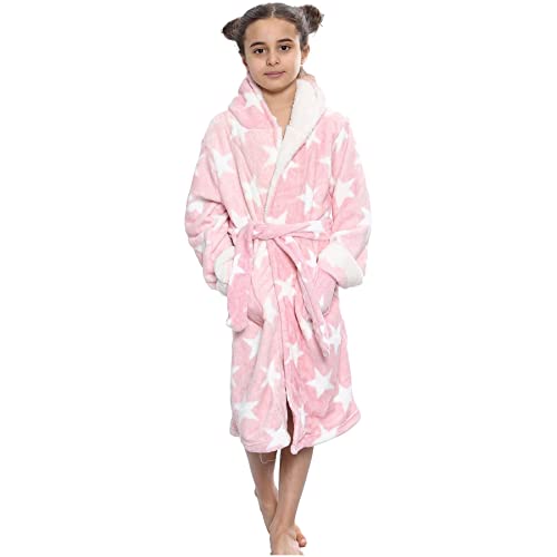 A2Z 4 Kids Vlies Luxus Sherpa Vermummt Dressing Kleid Stern Drucken - Bathrobe 129 Stars Print Pink._13 von A2Z 4 Kids