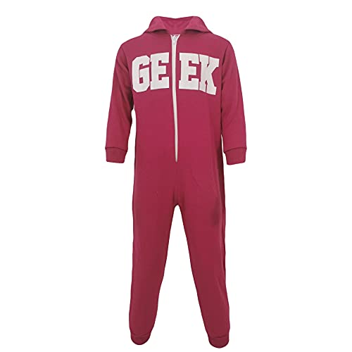 A2Z 4 Kinder Kinder Jungen Mädchen Unisex Geek Aufdruck - Fleece Onesie Geek Pink 5-6 von A2Z 4 Kids