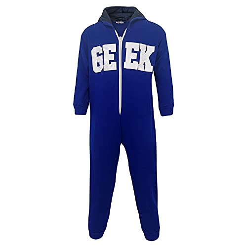 A2Z 4 Kinder Kinder Jungen Mädchen Unisex Geek Aufdruck - Fleece Onesie Geek Royal Blue 7-8 von A2Z 4 Kids