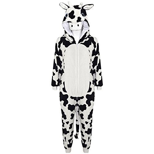 A2Z 4 Kinder Mädchen Jungen Kuh Kostüm Tier Gesicht Overall Weich Plüsch Fleece - E.Soft Cow 13-14 von A2Z 4 Kids