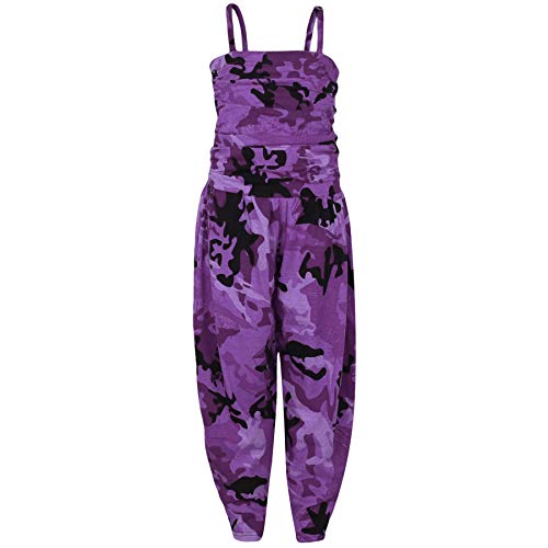 A2Z 4 Kinder Mädchen Overall Kinder Plain Farbe Modisch - Plain Jumpsuit Camo Purple 7-8 von A2Z 4 Kids