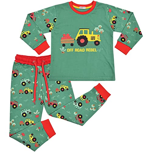 A2Z 4Kids Traktor Schlafanzug Set Kontrast Farbe PJS Matching Top Bottom Grün Pyjama - PJS 193 Tractor Green._2-3 von A2Z 4 Kids