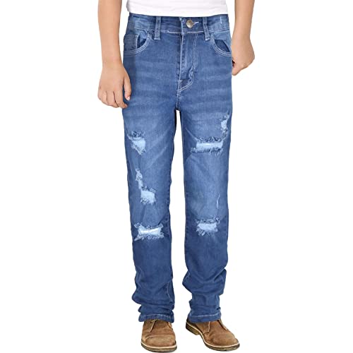 A2Z Kids Jungen Entspannt Gerade Passform Bootcut Zerrissen - Jeans JN64 Mid Blue 9-10 von A2Z 4 Kids