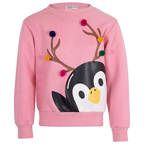 A2Z Kids Mädchen Jungs Schule - Jumper Penguin Baby Pink 7-8 von A2Z 4 Kids